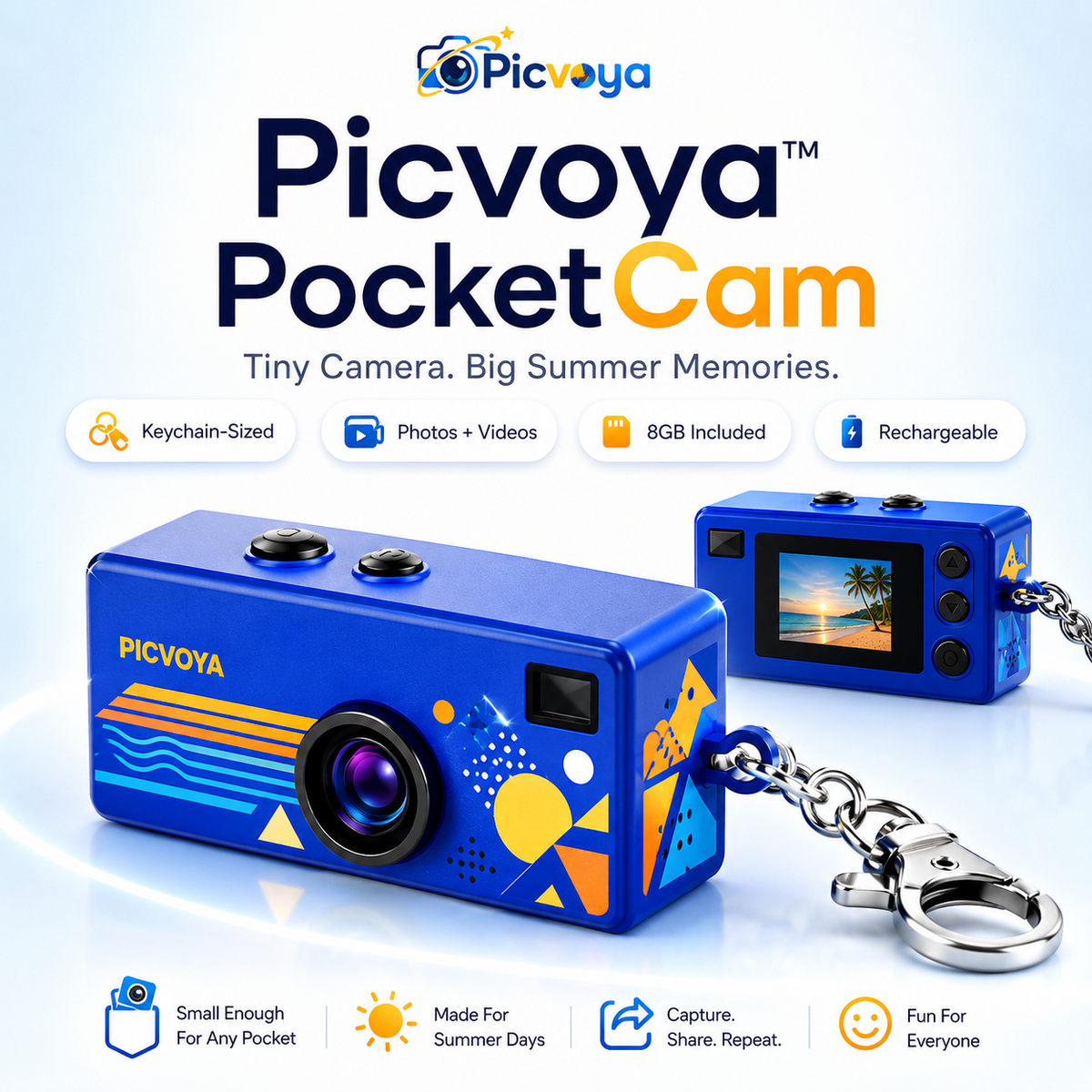 Picvoya PocketCam mini keychain camera - Tiny Camera Big Summer Memories